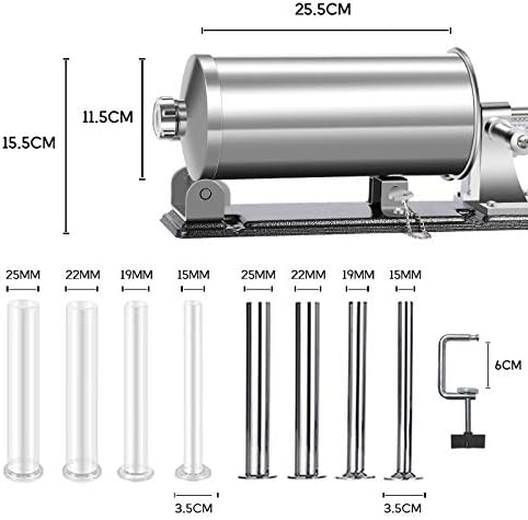 MASTER FENG Wurstfüller, Horizontale Küche Aluminium Wurstfüllmaschine mit Saugfuss Verpackt 8 Gröss