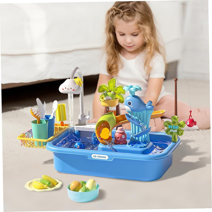 Kinder-Wassertisch, abnehmbares elektrisches Spielbecken mit fliessendem Wasser, pädagogisches Spiel