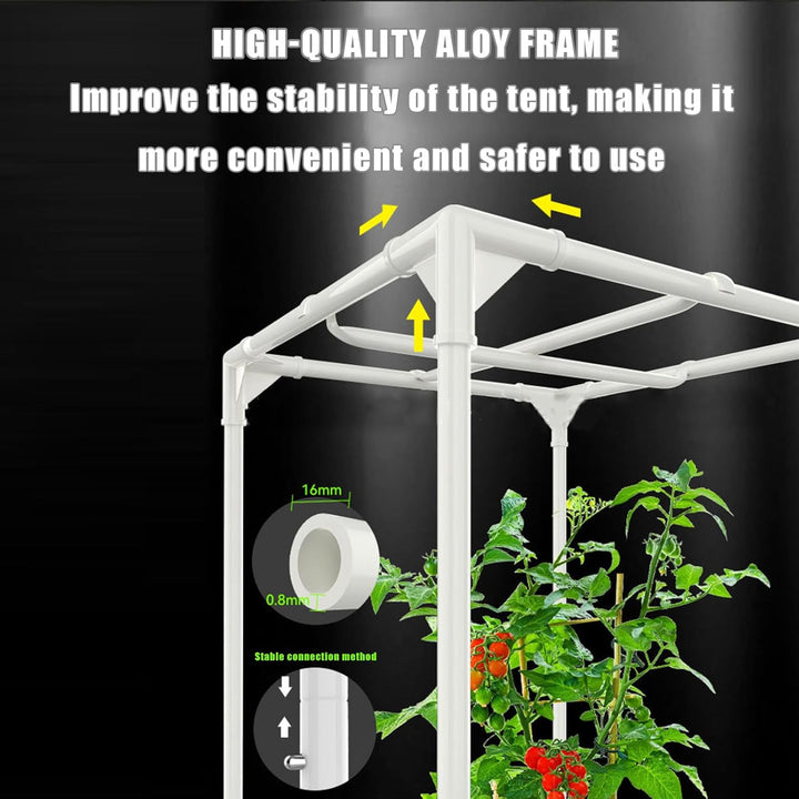 Growzelt Komplettset Anbau Set mit 200W LED Vollspektrum Grow Lampe Dimmbar, 100x100x200cm GrowZelt