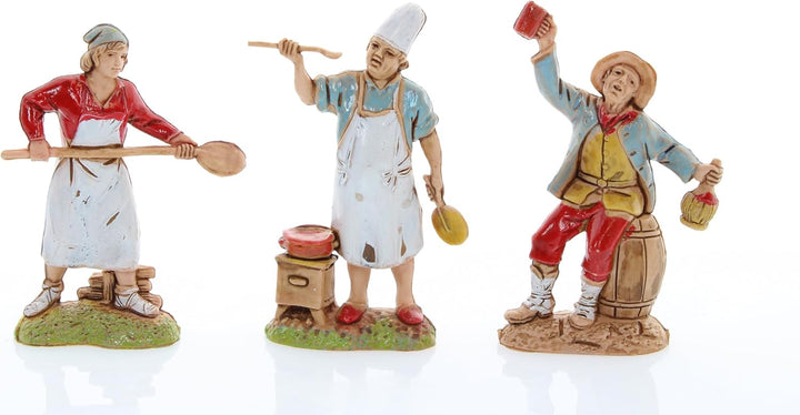 Moranduzzo Set 6 Neapolitanische Hirten für 6 cm Krippe Massstab 1:32 – MINI 6 – Unzerbrechliche Fig