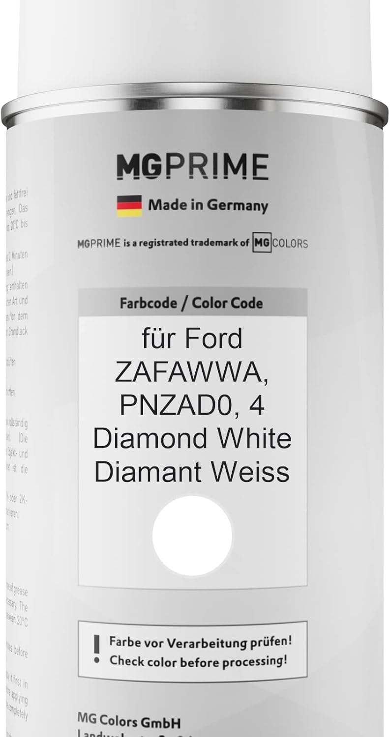 MG PRIME Autolack Sprühdosen Set für Ford ZAFAWWA / PNZAD0 / 4 Diamond White/Diamant Weiss Basislack