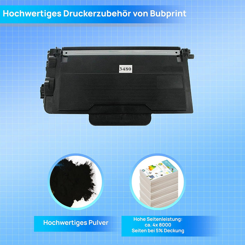 4 Toner kompatibel als Ersatz für Brother TN3480 für HL-L5100DN HL-L5100DNT HL-L5100DNTT MFC-L5750DW