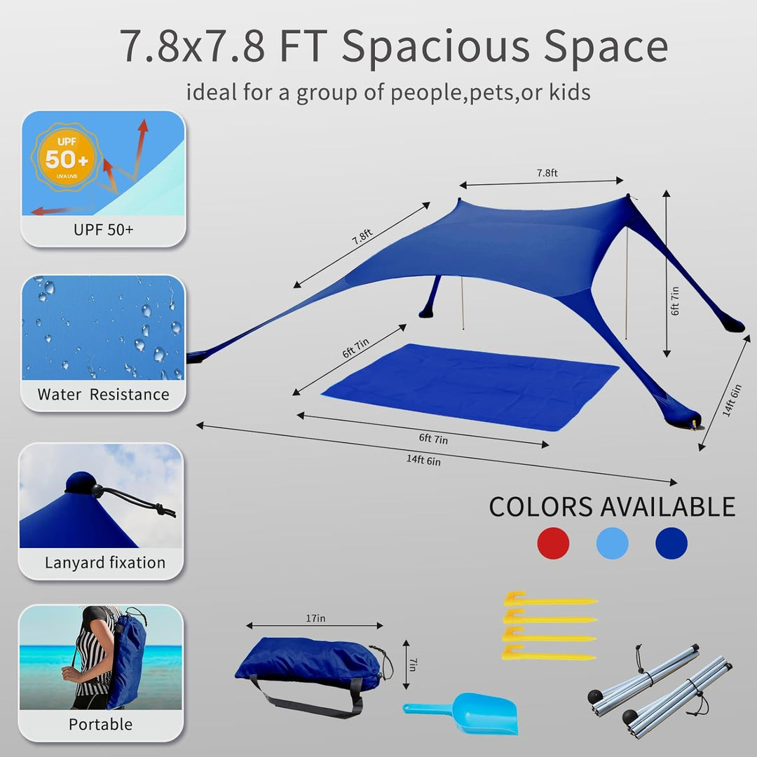 Strandzelt, Pop-Up, 2x2.1 m, LSF 50, Lycra, Sonnenschutz, für den Aussenbereich, Anti-Wind, Sonnensc