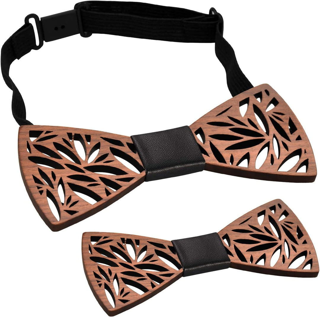 Mr.Van Klassische Holzfliege Set für Herren Jungen 2PCS, Kinderfliege Verstellbar Fliege für Hochzei