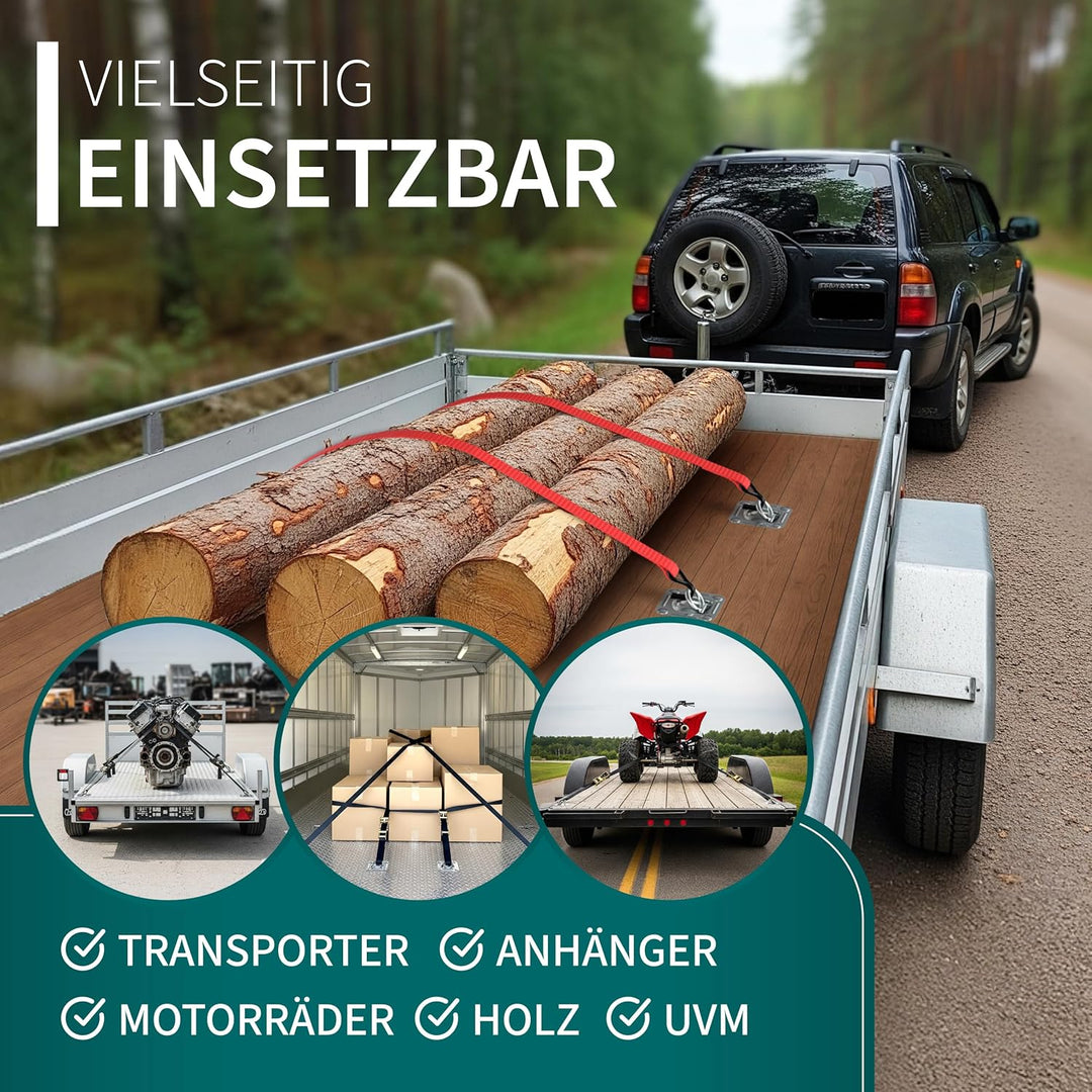 TRAILERKRAFT® Anhänger Zurrösen mit Gegenplatten inkl. Schrauben [6er Set] Robuste Zurrmulden | Zugk