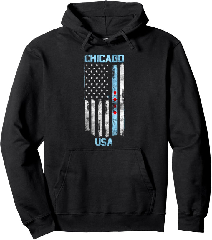 Vintage Chicago mit USA-Flagge Neuheit grafisch coole Designs Pullover Hoodie