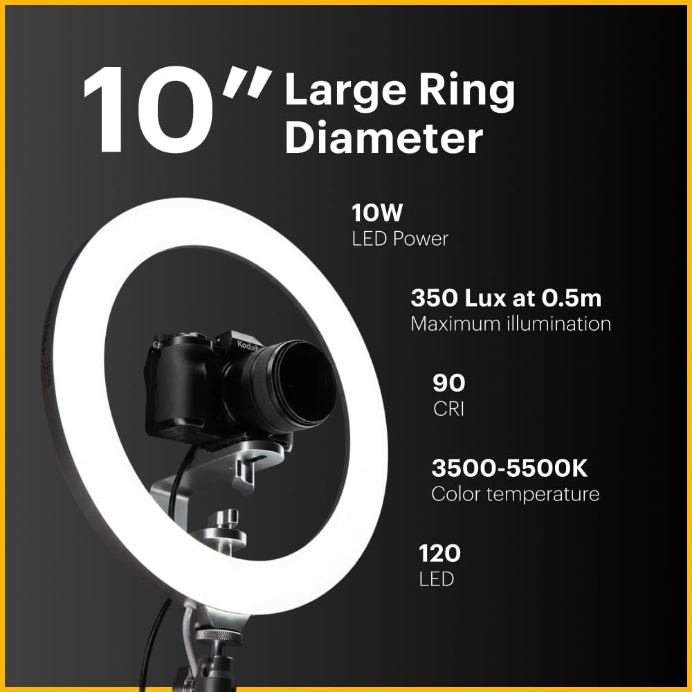 Kodak LED Ringlicht mit Stativ für Smartphones & kleine DSLR- und Actioncams (25cm Durchmesser; Vers