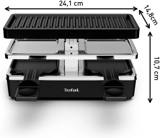 Tefal RE2308 Plug & Share Raclette | 400 Watt | 2 Pfännchen + Grillplatte | Ein-/Ausschalter | Antih