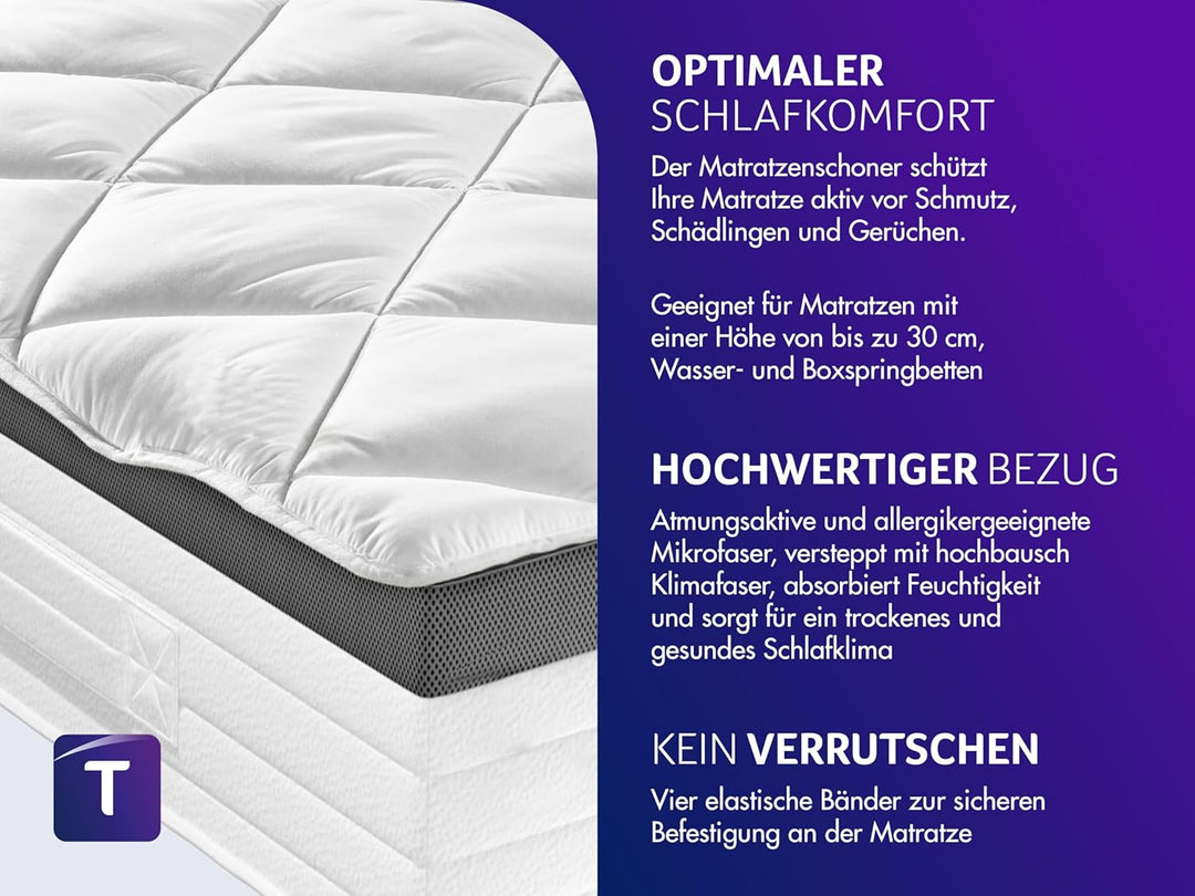 Traumnacht Komfort atmungsaktive Matratzenauflage 80x200 cm, Topper, Schoner für Matratzen bis 30 cm