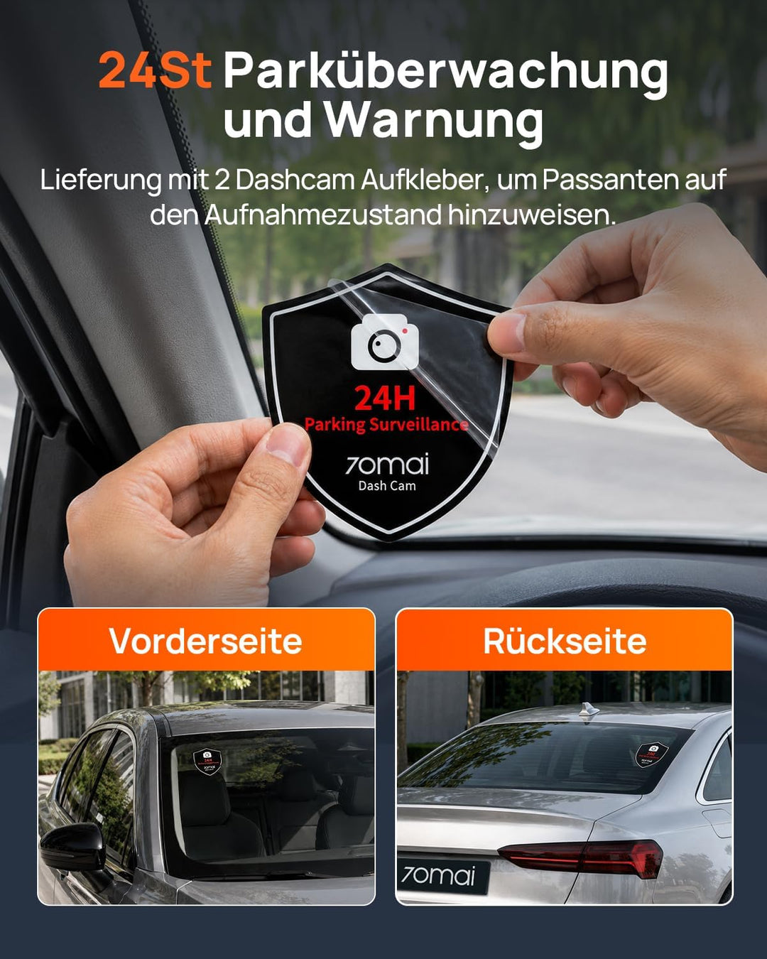 70mai M800 4K Dashcam Auto Vorne und Hinten, STARVIS 2 IMX678 Super Nachtsicht & F1.7-Blende, Dual H