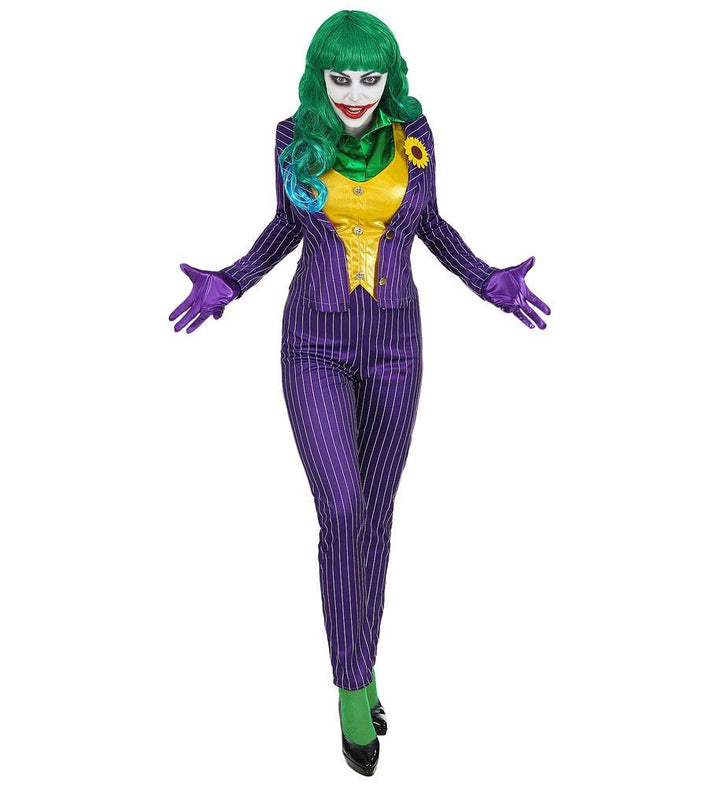 Mad Joker Damen Kostüm Jackett Weste Hose Bluse Handschuhe, Grösse:M