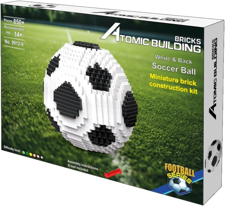 Atomic Building Fussball zum Zusammenbauen mit Miniaturblöcken. Über 850 Teile, Fußball