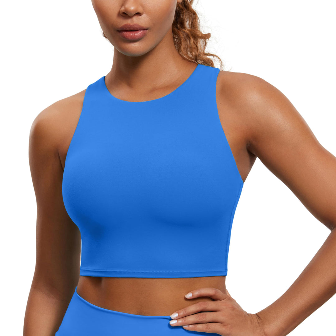 CRZ YOGA Damen Butterluxe Racerback Sport BH Gepolstert Ohne Bügel Crop Tops Longline Yoga Tank Top