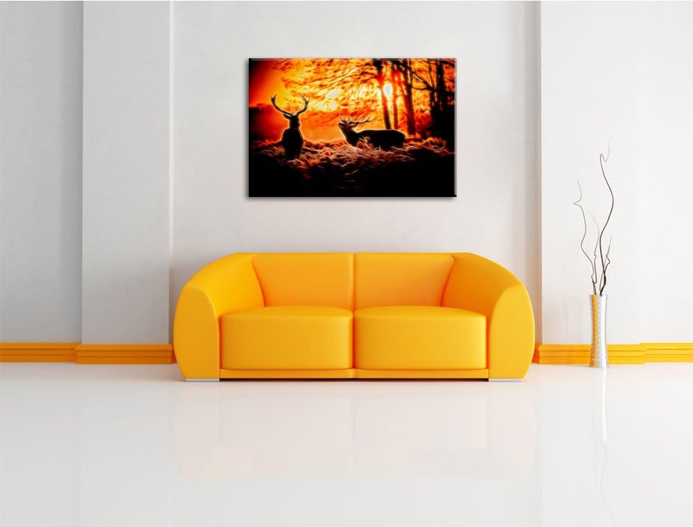 Dark Hirsch Rivalen kämpfen Deluxe Format: 100x70 cm auf Leinwand, XXL riesige Bilder fertig gerahmt