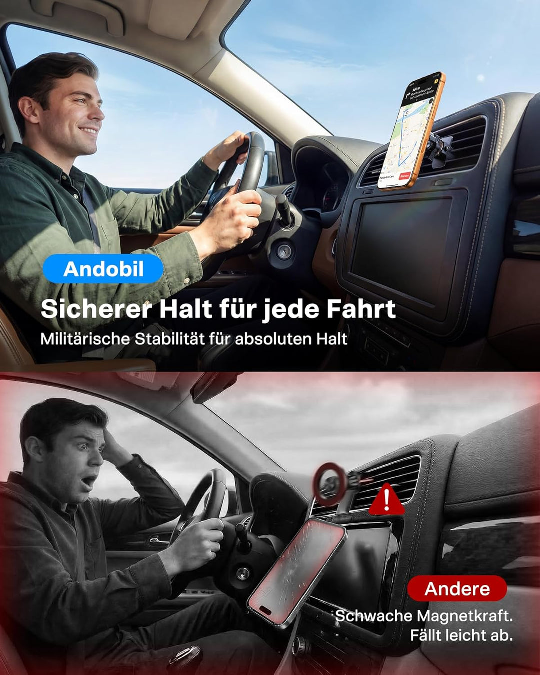 andobil Handyhalterung Auto Magnet Kompatibel mit MagSafe [ Das bisher Die stärkste Magnetkraft ] Au