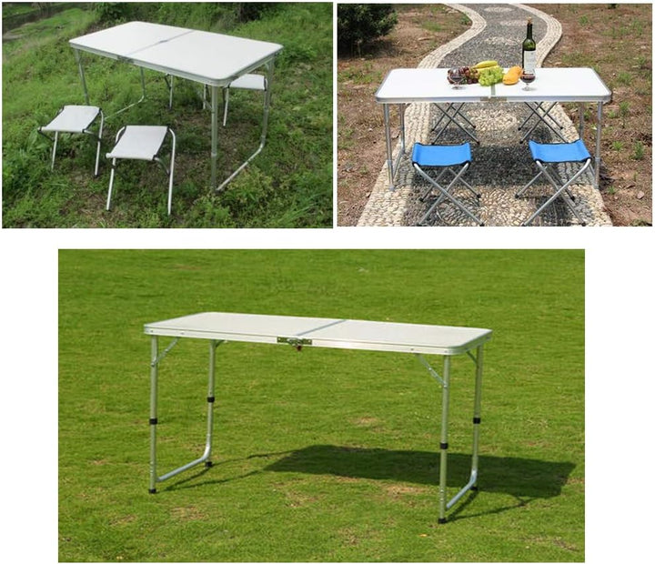 Klapptisch, 90 cm, tragbar, zusammenklappbar, mit Tragegriff, Höhe verstellbar, 120 cm, quadratisch,