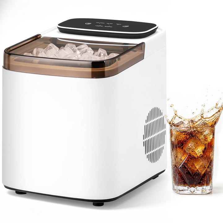 LEADZM Eiswürfelmaschine Klein,Eiswürfelbereiter Weiss | 9 Würfel in 6-10 Minuten fertig,12 kg Eis/T