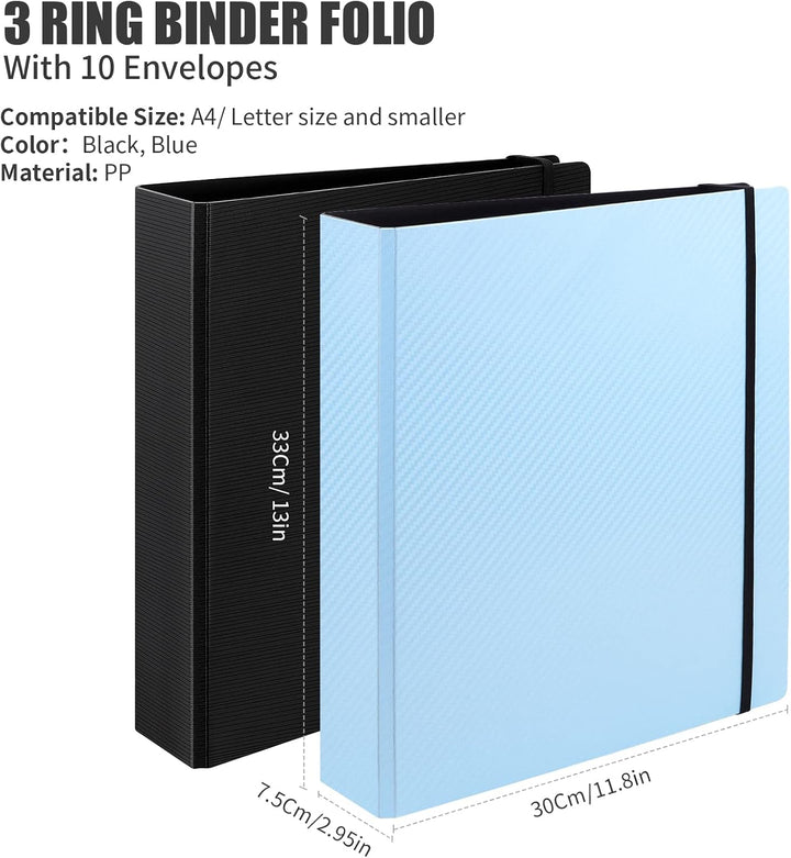 Uquelic Ordner Ringordner, Datei Organizer mit 10 Stück Dokumententasche A4 Abheftbar Folientasche,