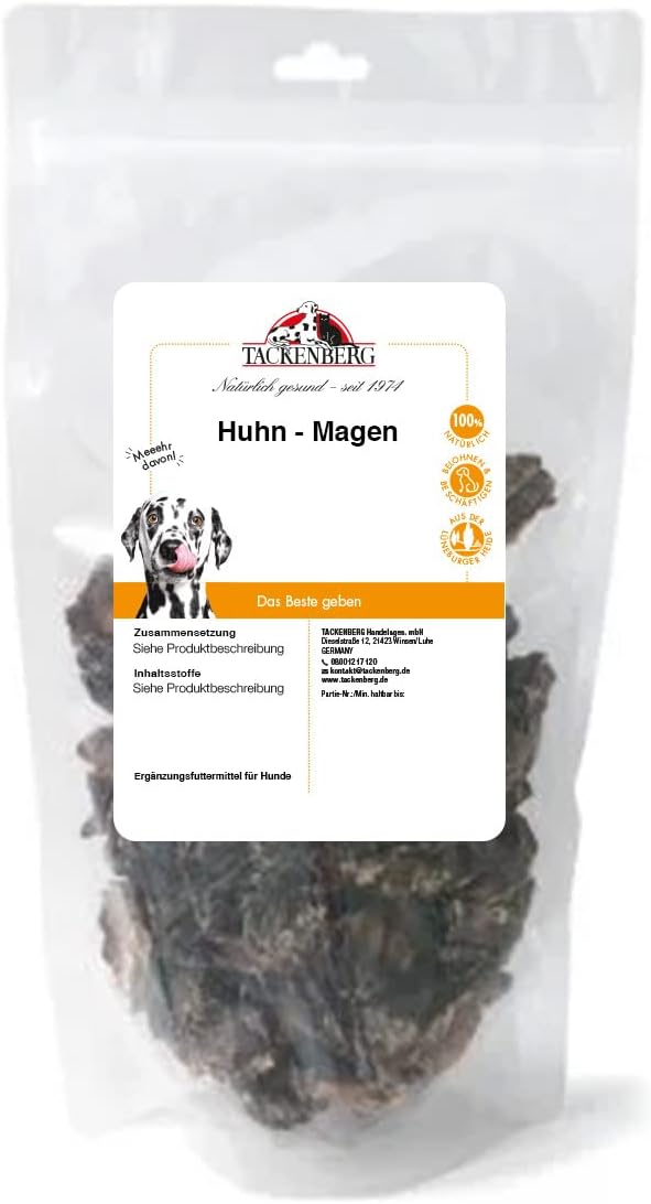 TACKENBERG Hühnermägen für Hunde - leckerer natürlicher Kausnack in Premiumqualität - schonend getro