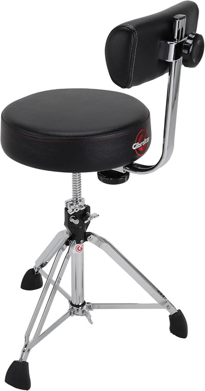 Gibraltar Schlagzeughocker, Drumhocker 9000 Series Round mit Backrest, 9608RB (Durchmesser: 35cm, Vi