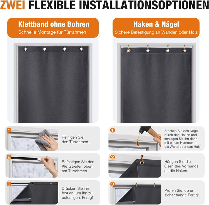 Lapalife Wärmeschutzvorhang für Tür L204cmxB82cm,Thermo Türvorhang Winddichte Kältebeständige für Ei