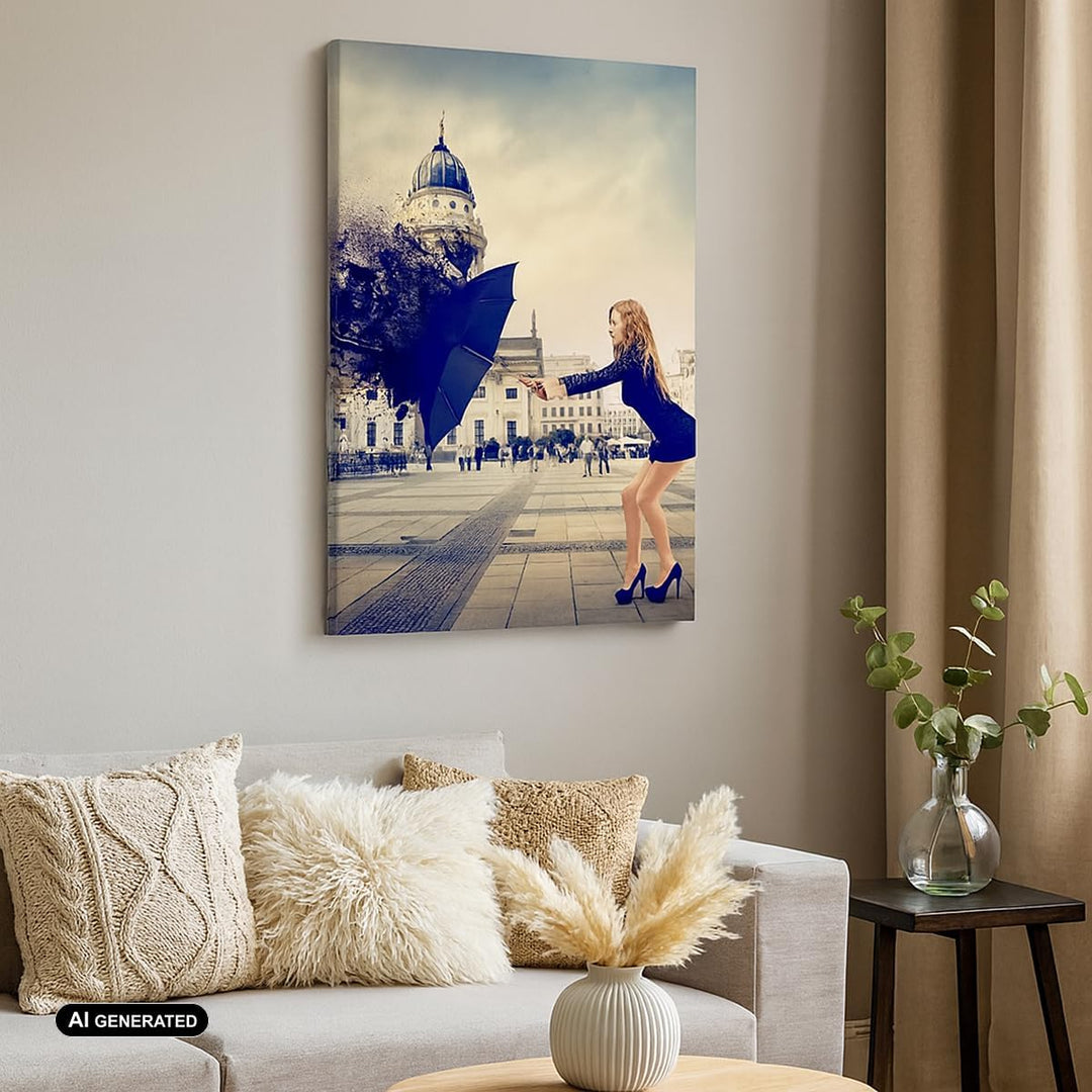 Bilder auf Leinwand Stadt landmarken quadrat regenschirm Leinwandbild mit Rahmen 45x80cm Wandbilder