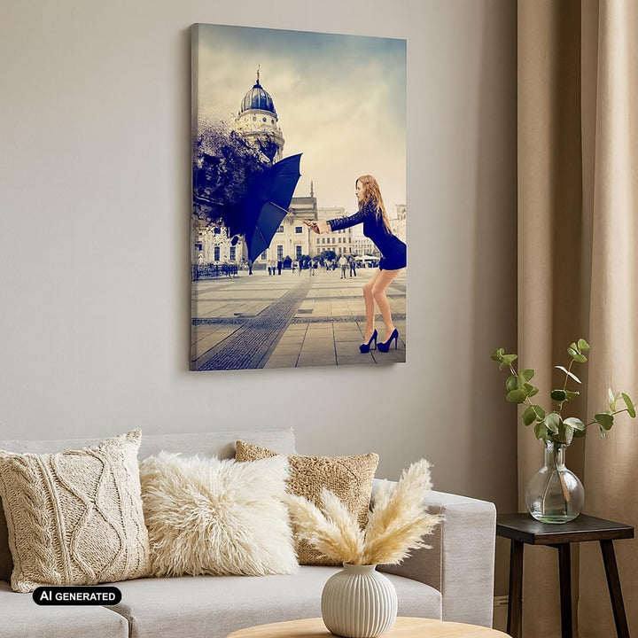 Bilder auf Leinwand Stadt landmarken quadrat regenschirm Leinwandbild mit Rahmen 45x80cm Wandbilder