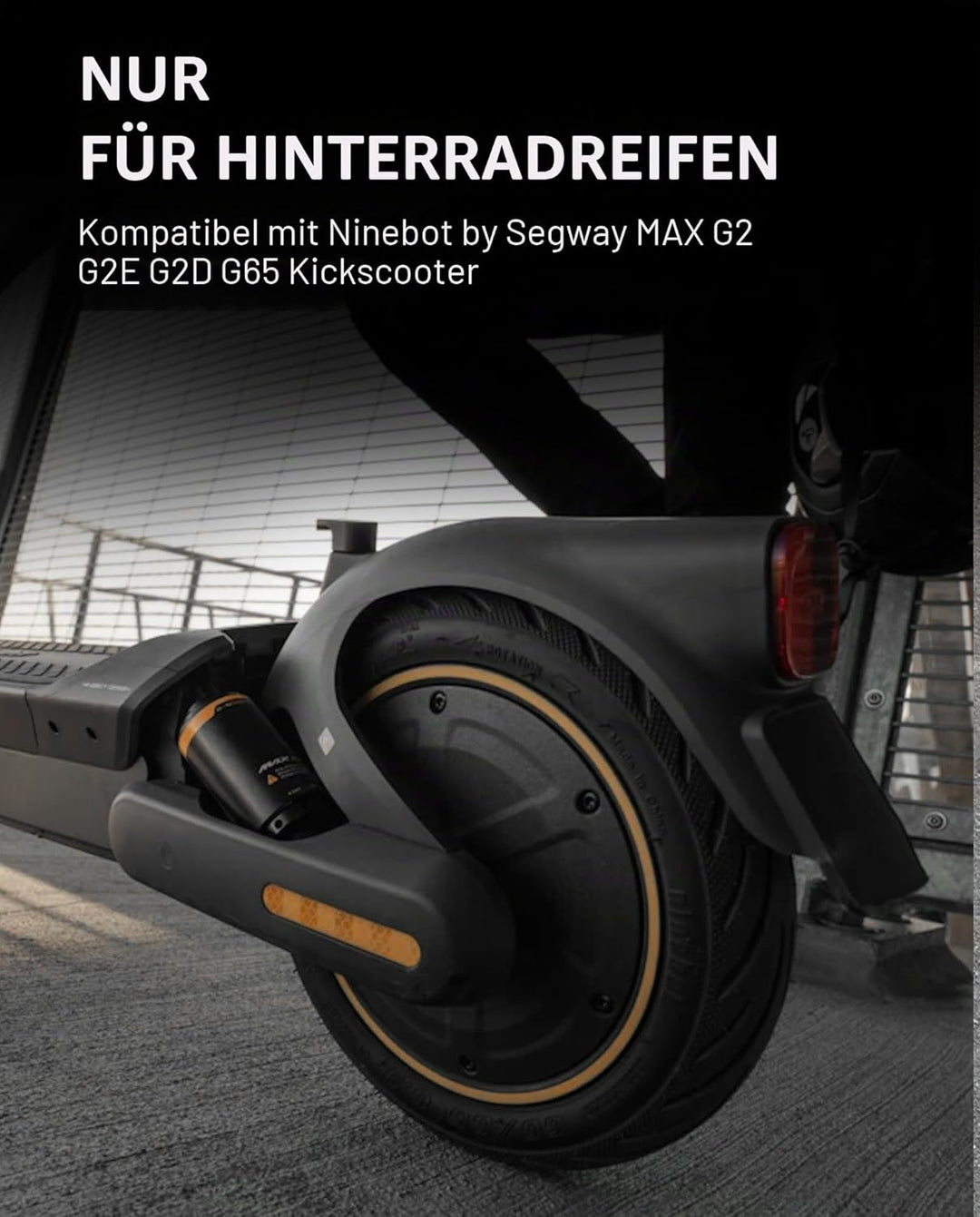 60/65-6.9 Tubeless Hinten Reifen kompatibel mit Segway Ninebot Max G2 G2D G2E G65 KickScooter, 10 Zo