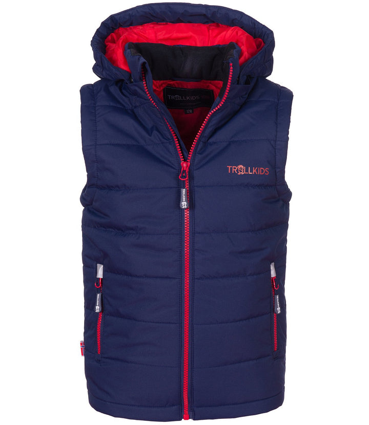 Trollkids Kinder Winddichte wasserdichte Polyfaserweste Narvik, 104 Marineblau / Rot