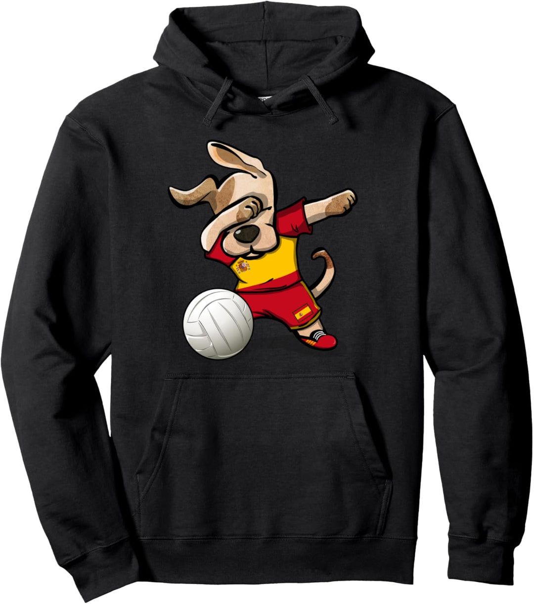 Dabbing Dog Spanien Volleyball Fans Trikot Spanische Flagge Sport Pullover Hoodie