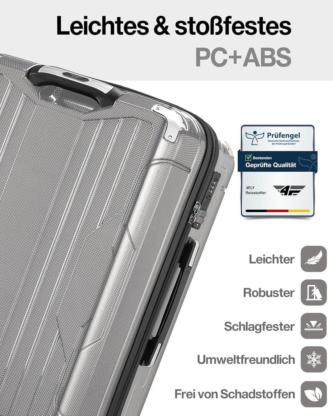 Aluminium-Rahmen Hartschalen-Reisekoffer Set 3-teilig Ultraleicht (M/L/XL) – TSA-Schloss, 4 Spinner-
