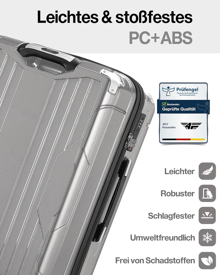 Aluminium-Rahmen Hartschalen-Reisekoffer Set 3-teilig Ultraleicht (M/L/XL) – TSA-Schloss, 4 Spinner-