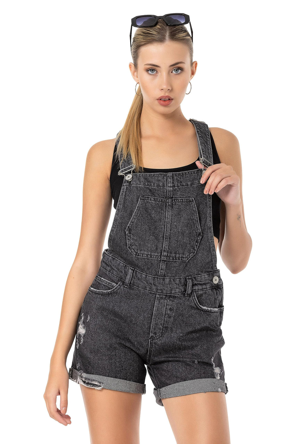 Redbridge Denim Latzhose für Damen Jeans Overall Jumpsuit 32W Schwarz, 32W Schwarz