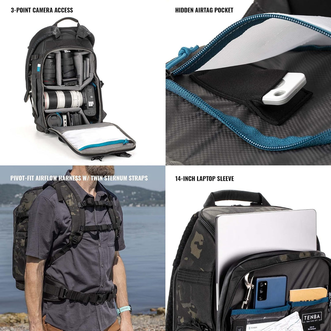 TENBA Sac AXIS V2 Backpack Multicam 20L Noir Multicam Schwarz 20 l Backpack V2, Multicam Schwarz 20
