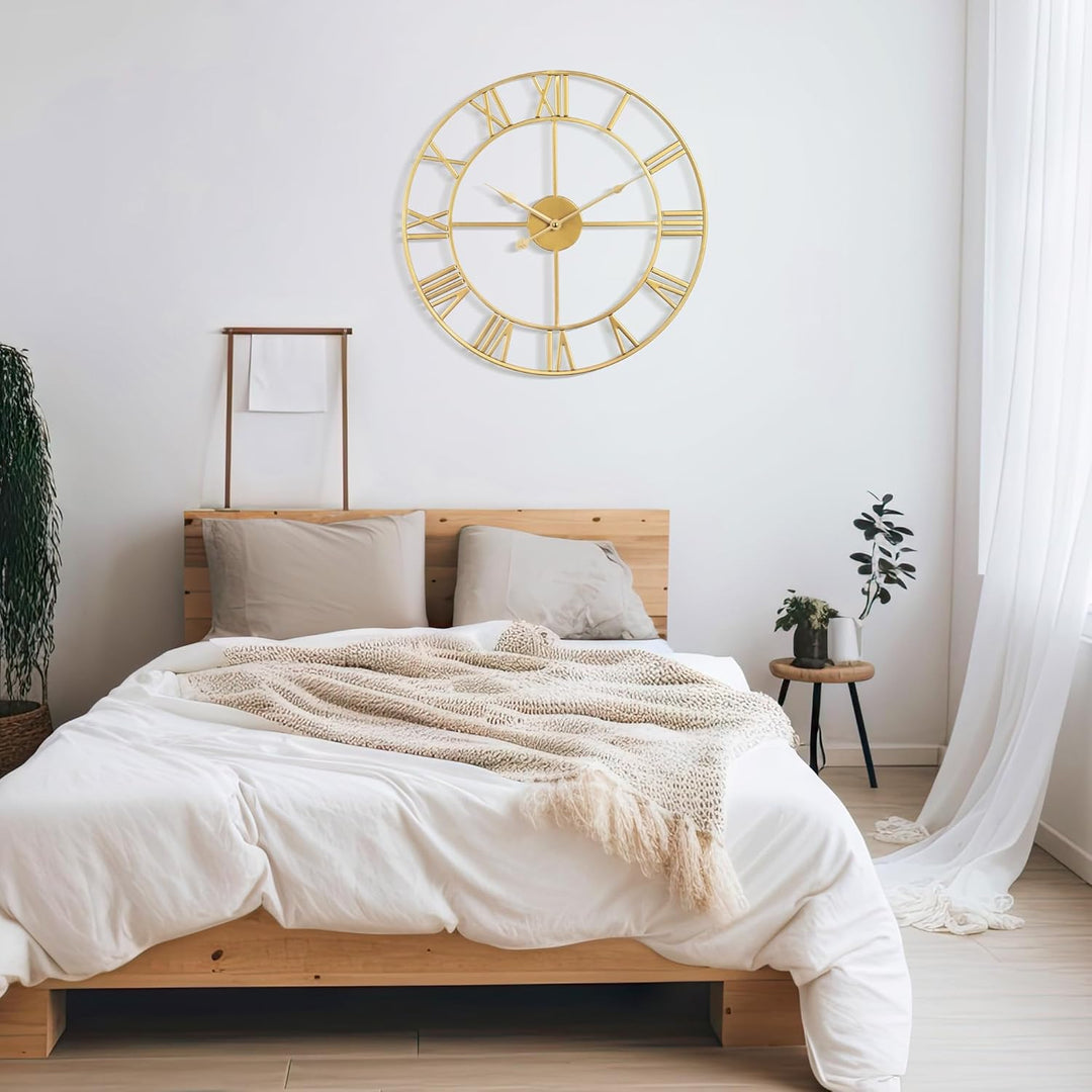Mee 2ou Wanduhr Modern Nahezu Lautlos Ohne Tickgeräusche -47cm Durchmesser Römische Ziffern Wanduhre