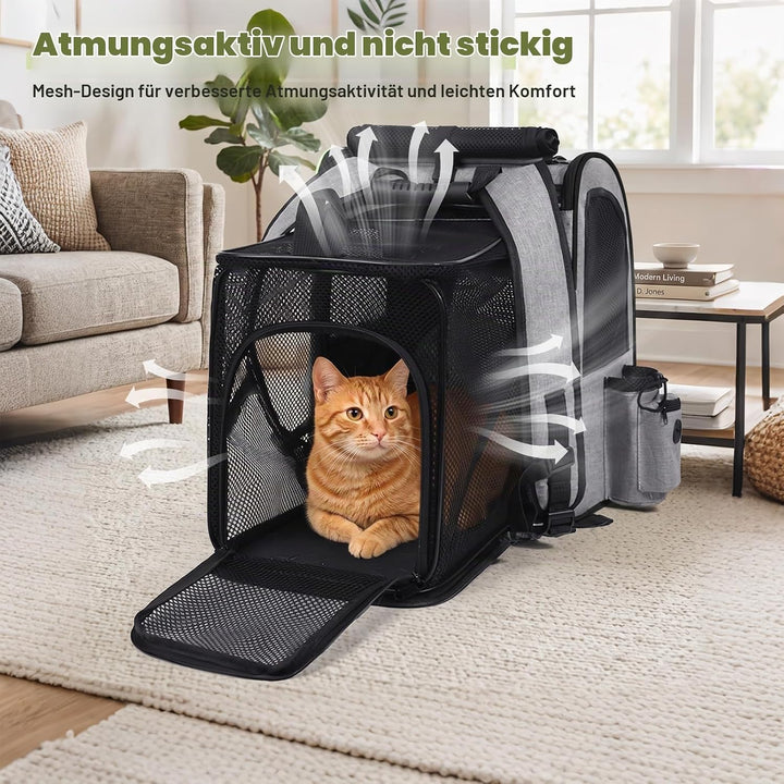 Hunderucksack Erweiterbar - Hunderucksack Bis 8kg, Faltbare Katzen Rucksack für Katzen Hunde mit Inn