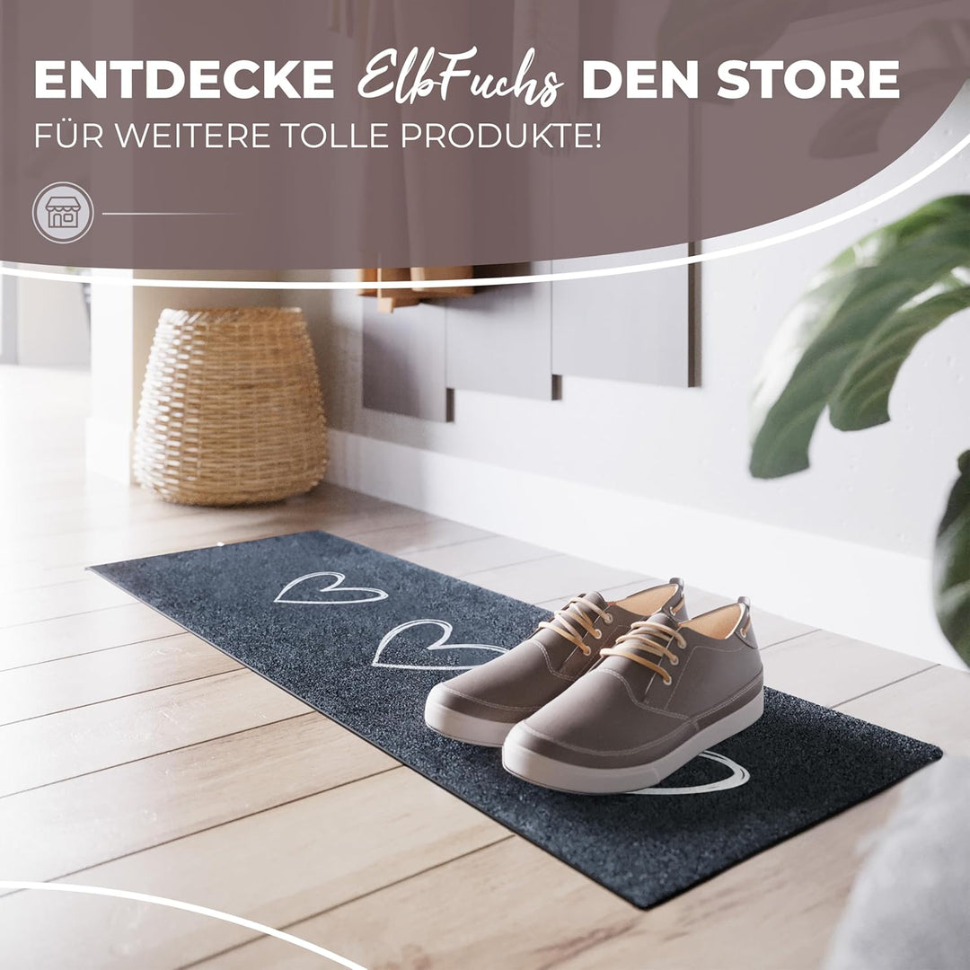 Schuhparkplatz Fussmatte 75x30cm Grau 3 Herze I Waschbar & rutschfest, Hochwertige Schuhmatte für In