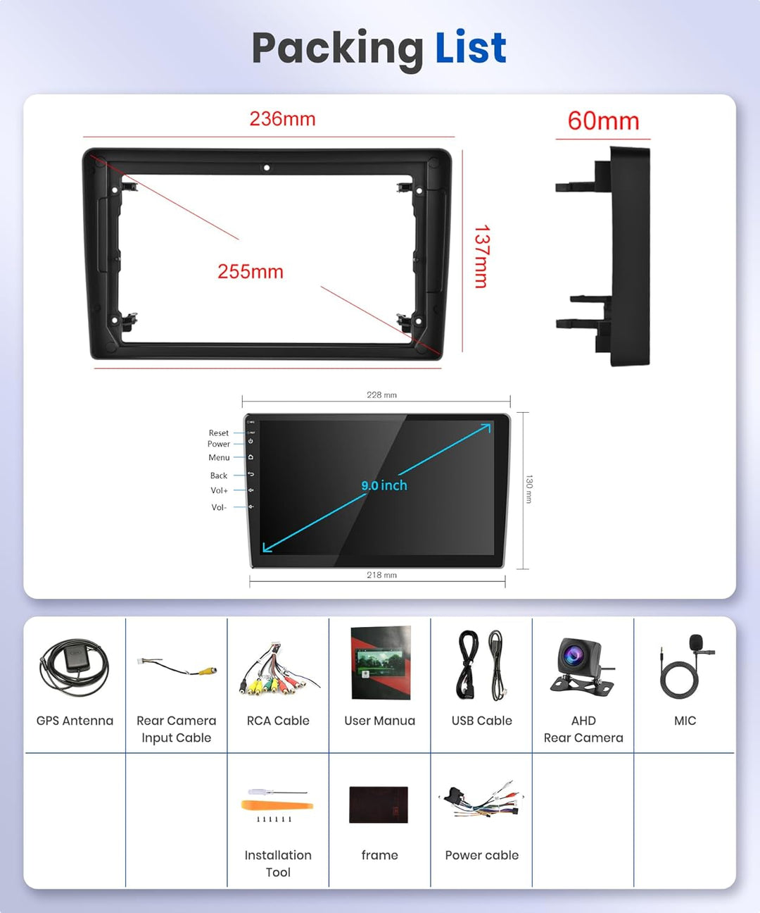 Podofo 2+32G Wireless Apple Carplay 9 Zoll Autoradio 2 Din Für Opel Zafira Antara/Astra 2006-2010 An