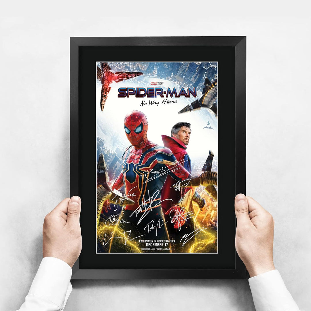 HWC Trading A3 FR Spider-Man: No Way Home Filmposter Tom Holland, signiert, Geschenk, gerahmt, A3, S