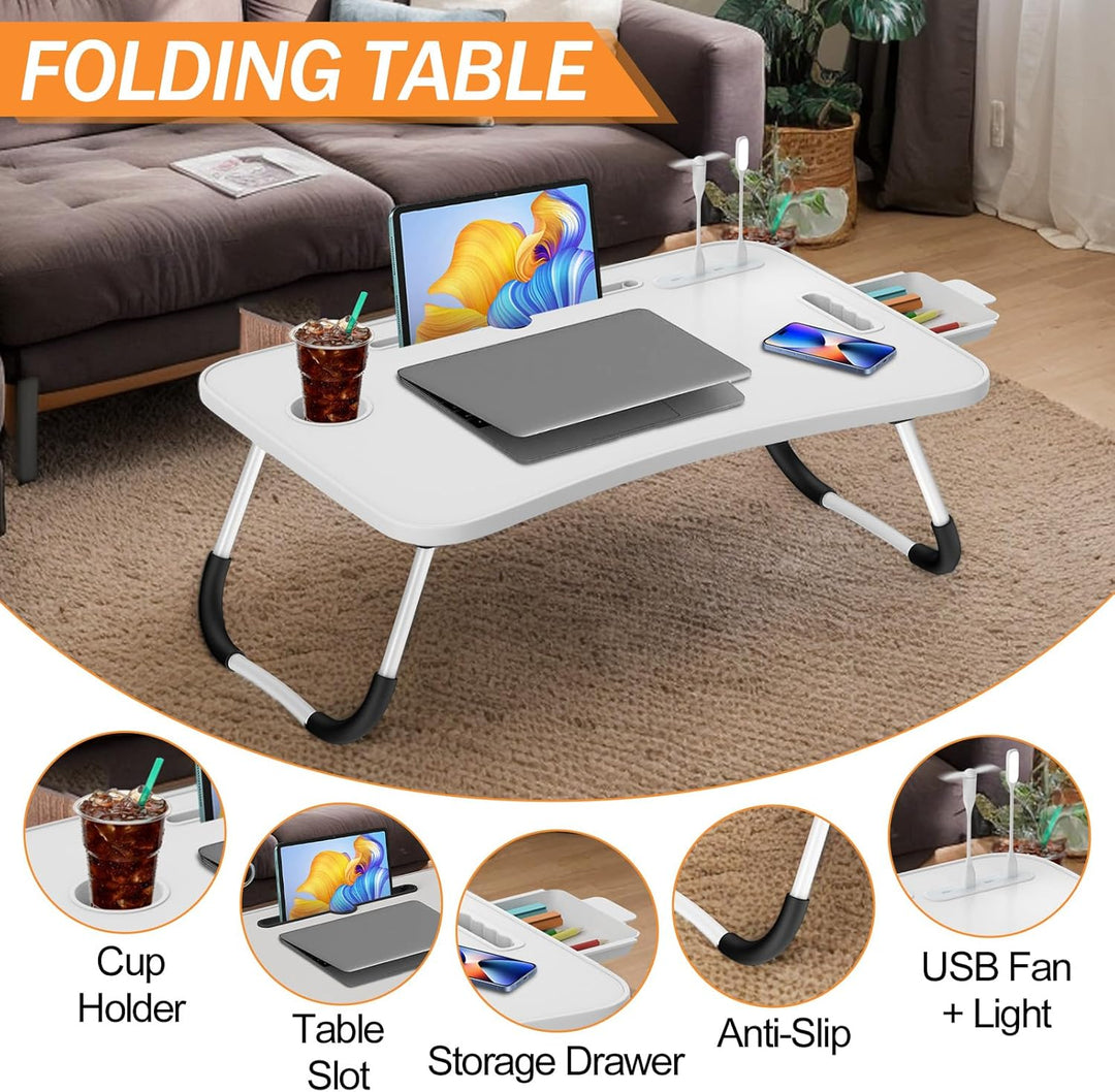 Klappbarer Laptop-Schreibtisch 60x40cm – Leichter, Multifunktionaler Bett Schreibtisch mit Kartensch
