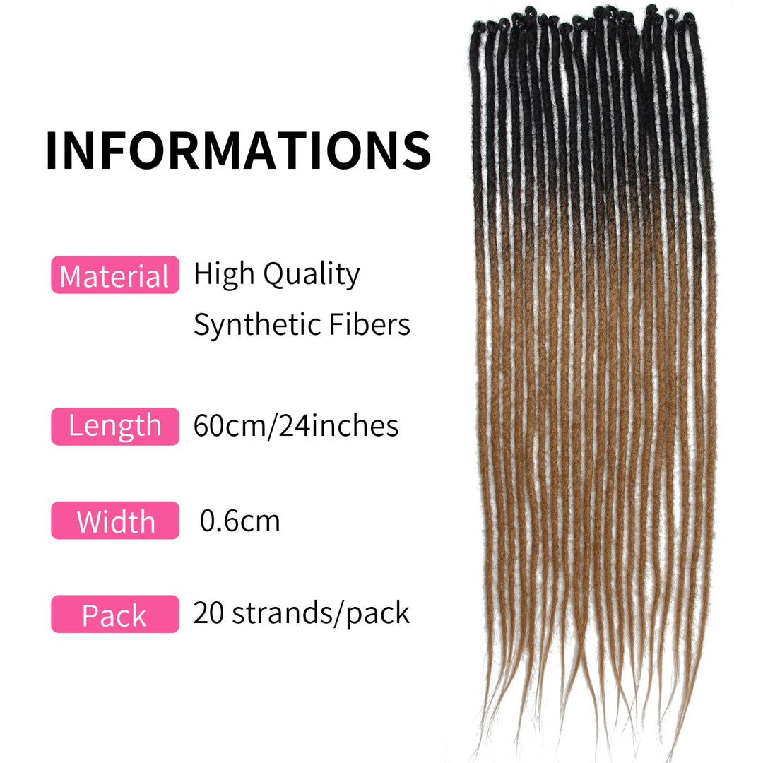 Dünne 0.6cm Synthetische Dreadlock Extensions Handgemacht 24 Zoll 20 Stränge Häkelhaar Lange Häkelzö