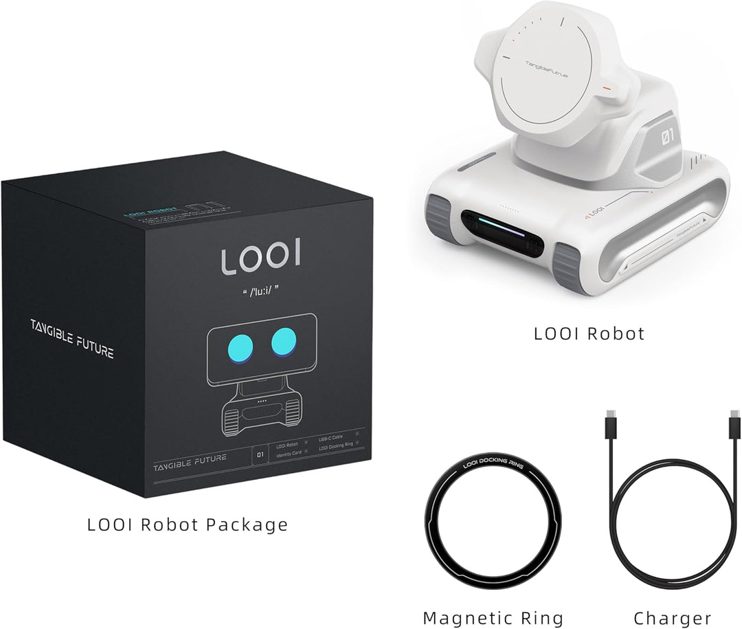 LOOI Robot-Starlight White – KI-Desktop-Begleiter mit visuellem Verständnis (Objekte, Menschen & Sze