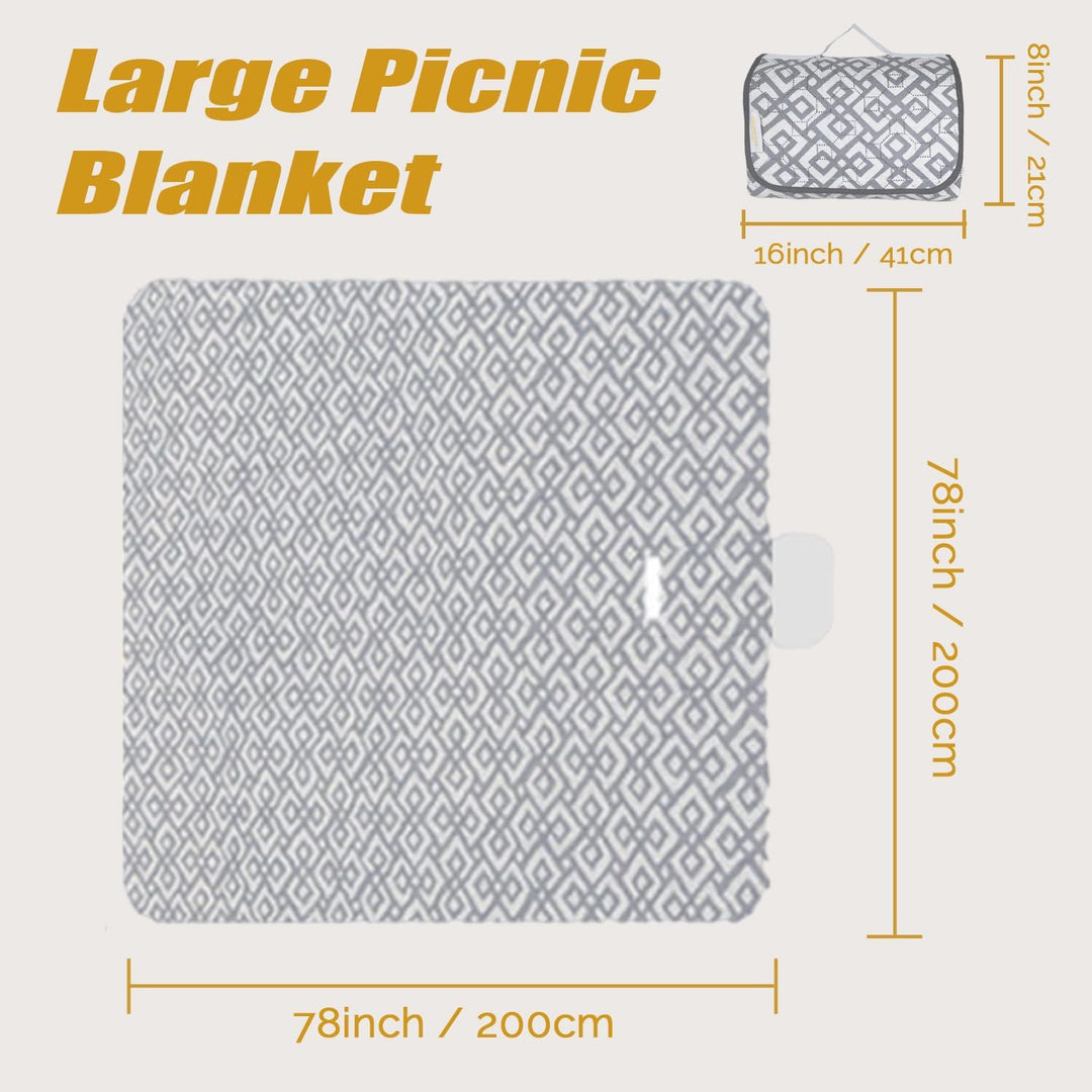 CRAZY SHARK Picknickdecke Wasserdicht 200x200cm, Extra grosse Picknickmatte für draussen, Stranddeck
