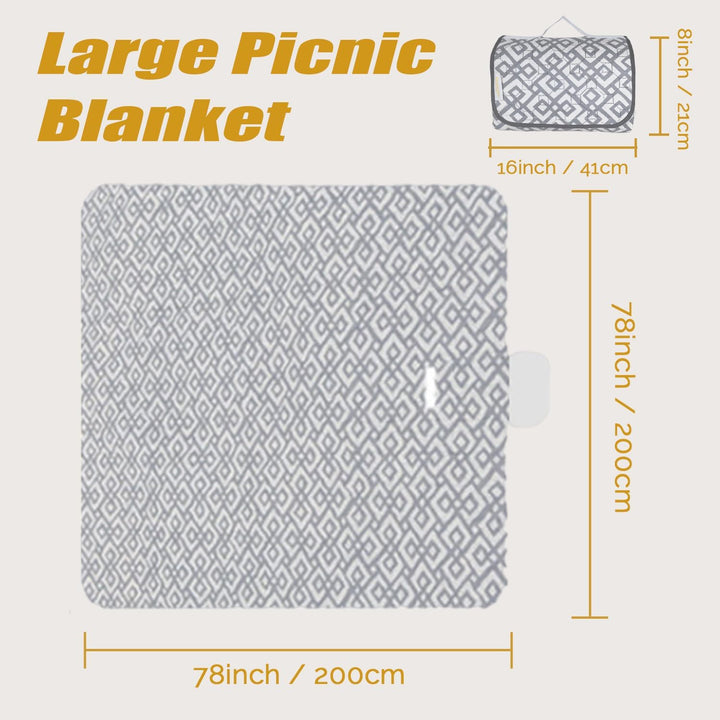 CRAZY SHARK Picknickdecke Wasserdicht 200x200cm, Extra grosse Picknickmatte für draussen, Stranddeck