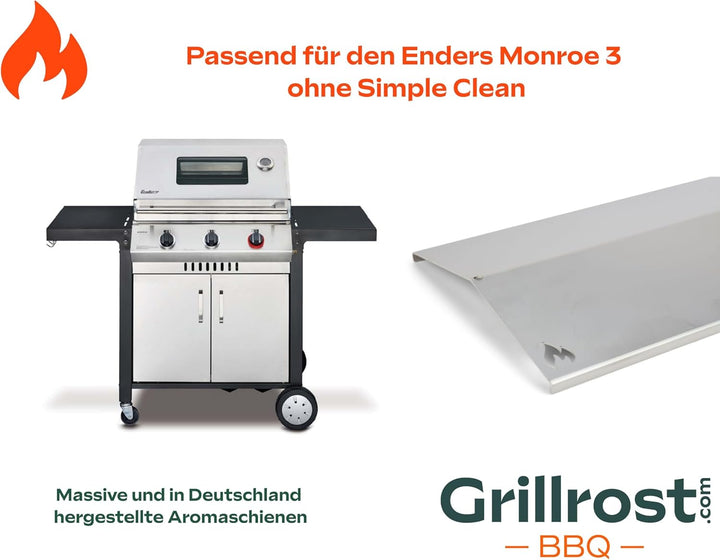 Grillrost.com Das Original Edelstahl Aromaschiene für Enders - Brennerabdeckung für Monroe 3 ohne Si