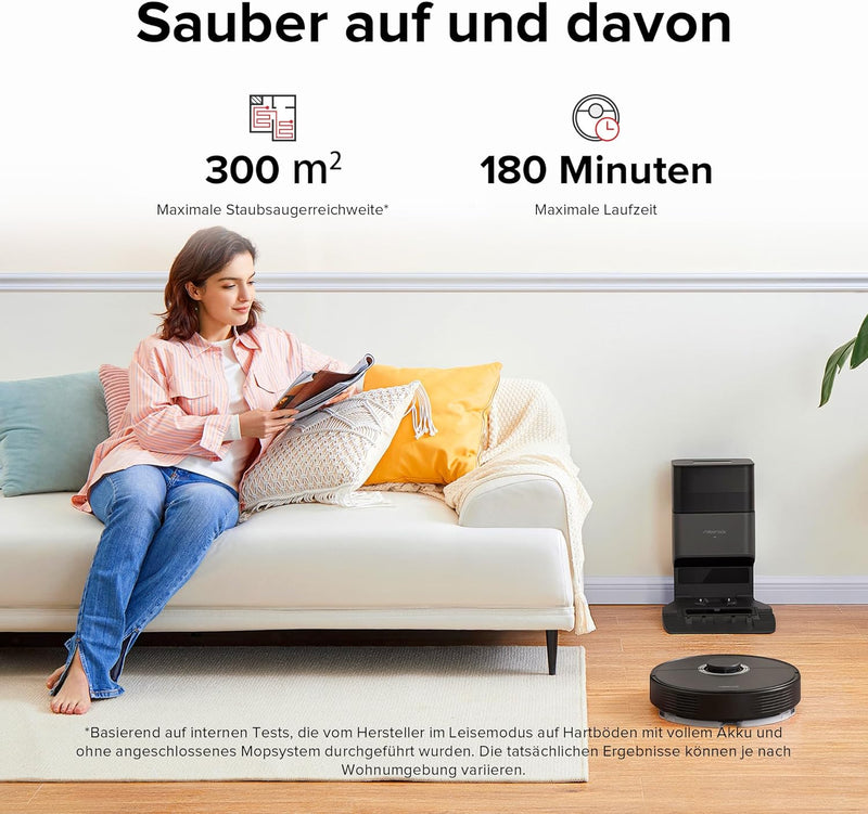 roborock Q7 Max+ Saugroboter mit Absaugstation, Vollgummibürste, 4200Pa Saugkraft, Staubsauger Wisch