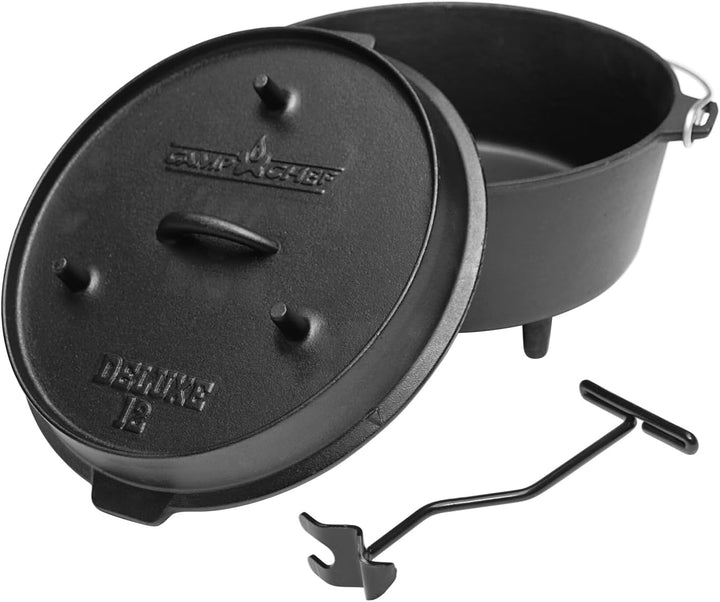 camp chef KS0861 Camp Chef Deluxe Dutch Oven DO-12 + TOM COCO Grill-Kokoskohlebriketts 2er-Pack