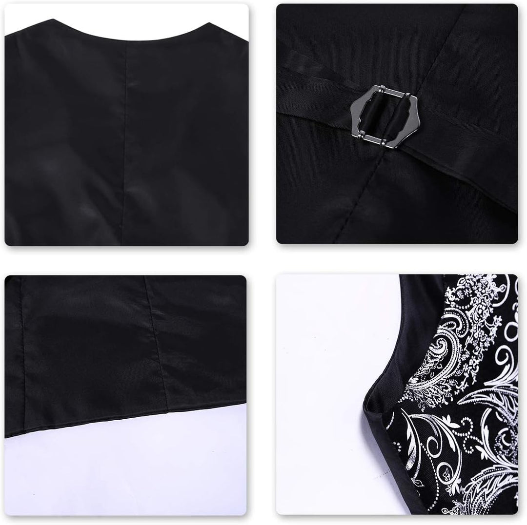 Allthemen Weste Herren Westen Gilet Jacquard Anzugweste für Hochzeit und Party S Silber, S Silber