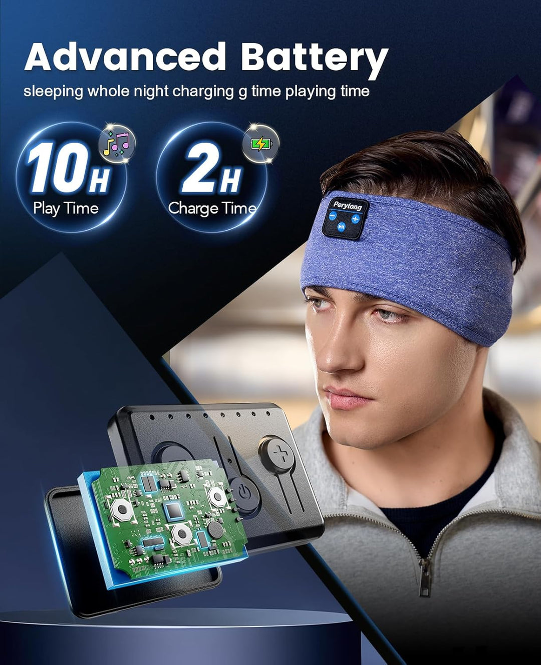 Schlafkopfhörer mit Bluetooth, Schlafhelm, Musik, Sport, Kopfband, Bluetooth, ultraweich, für Seiten
