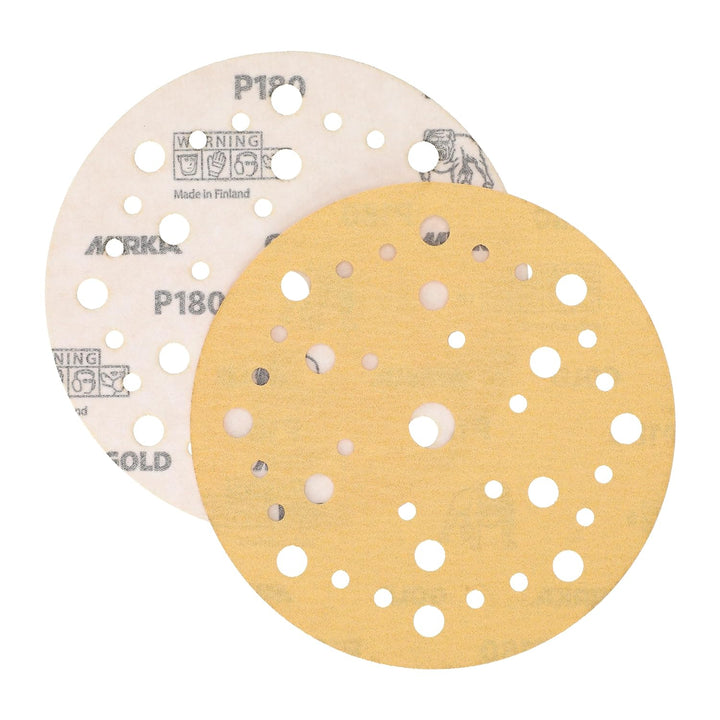 Mirka Gold Universal-Schleifpapier Ø 150mm Klett 37-Loch / Korn P180, 100 Stk / Zum Schleifen von Gi